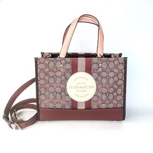 NWT COACH Dempsey Carryall In Signature Jacquard With Stripe & Coach Patch